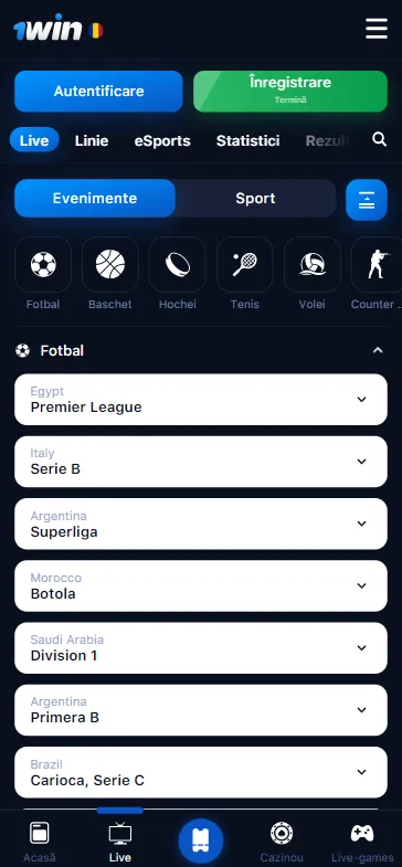 1win mobile app sport lines
